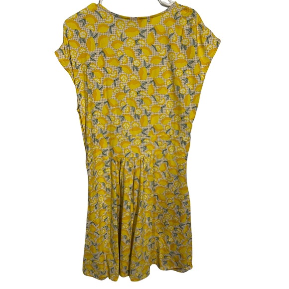 LANDS' END Women's SIZE 1X LARGE Cap Sleeve LEMON PRINT DRESS Twist Accent - Picture 10 of 12